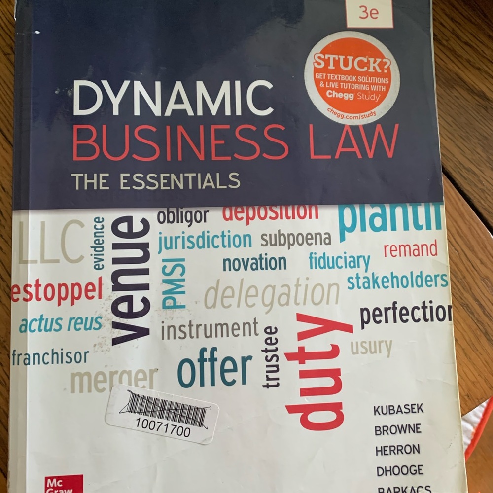 Dynamic Business Law:The essentials, Textbook